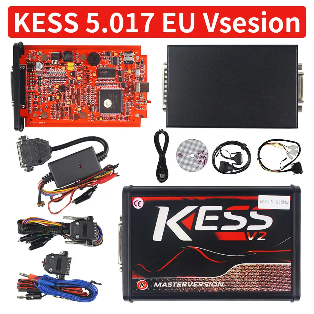 Онлайн V2.47 ЕС красный Kess V5.017 OBD2 менеджер Тюнинг Комплект KTAG V7.020 4 светодиодный Kess V2 5,017 BDM Рамка K-TAG V2.25 ECU программист - Цвет: EU KESS V5.017
