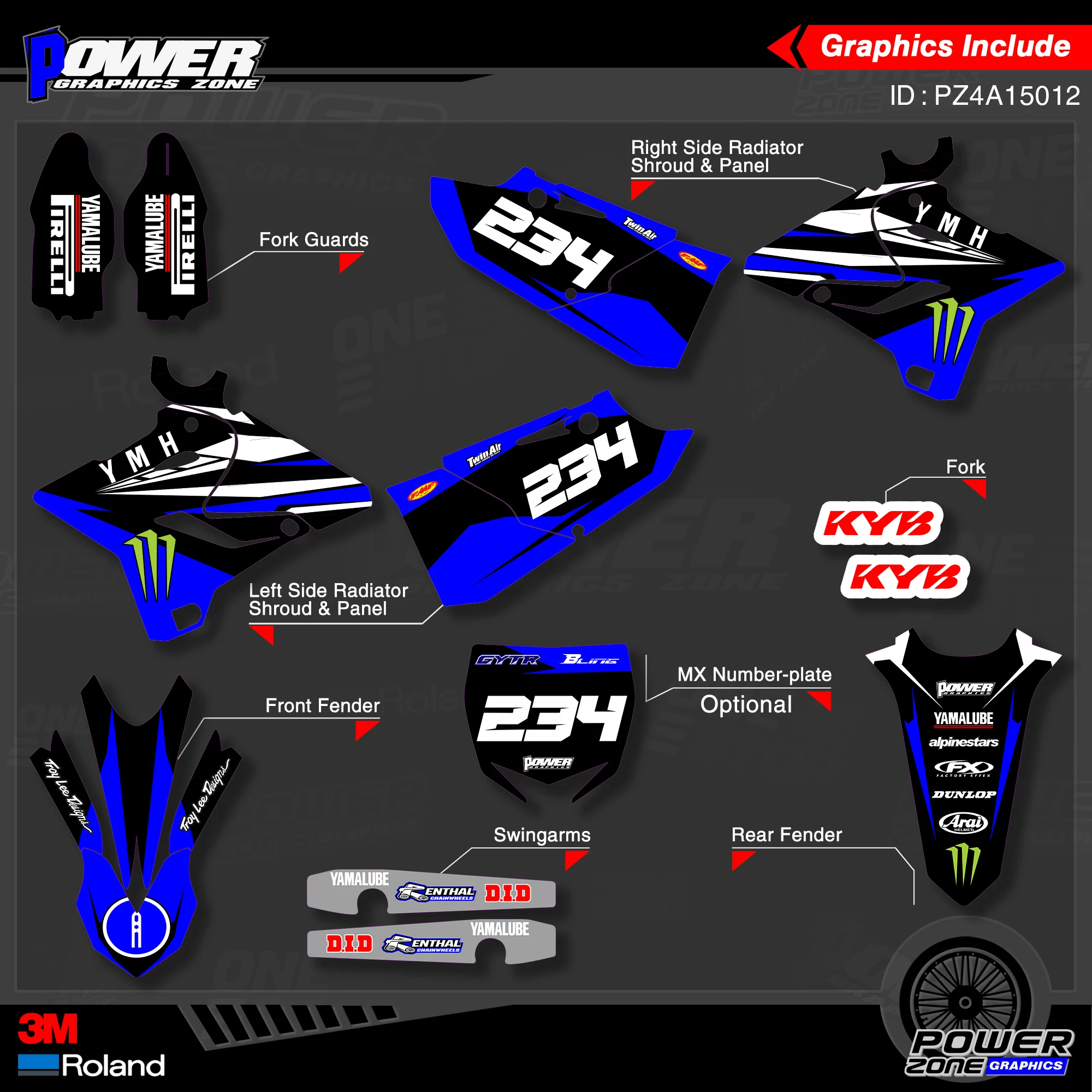 Фотографические фоны PowerZone Custom Team наклейки 3M Набор наклеек для YAMAHA 2015 2016 2017 2018