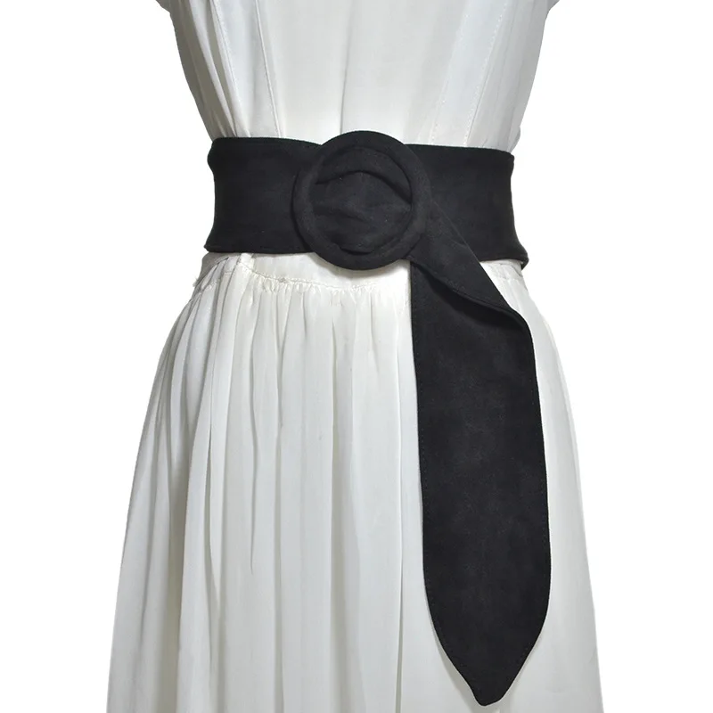 Новый длинный бархатный пояс Замшевое платье ремни Женский круг узел черный