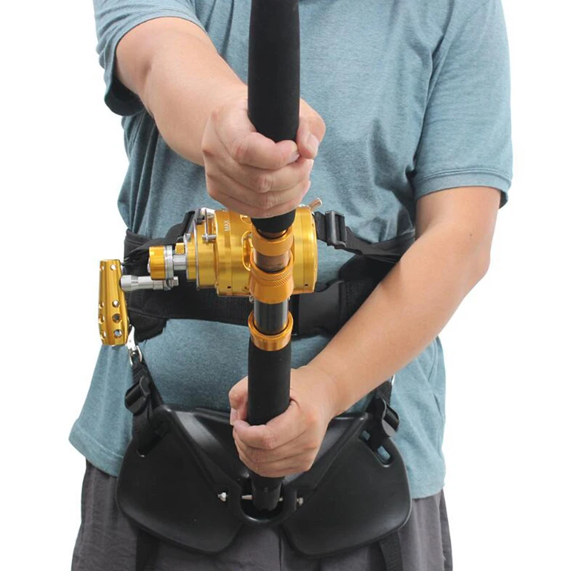 

10mm Sponge Fishing Shoulder Harness Adjustable Belt with Foam Pad Fish Waist Belt Rod Holder for Sea Fishing Big Target