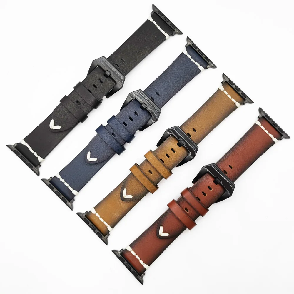 

Genuine Leather Band for Apple Watch Series 5/4/3/2/1 Bracelet 42 mm 38 mm 44mm 40mm Strap for iwatch Spray Painting Watchband