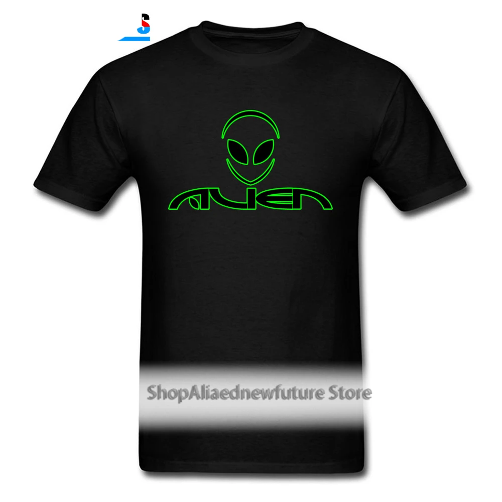 

Fashion T-shirt Custom Men Alien Logo T Shirt Letter Print Tshirt Green Black Streetwear Hip Hop Funky Clothing Cotton Tops Tees