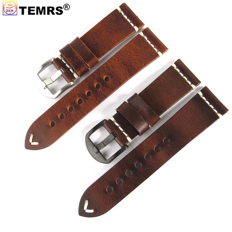

Watch Accessories Cow Leather Watch Bracelet Brown Black Vintage Wristwatch Strap Band Belt 20mm 22mm 24mm Watchband Quality