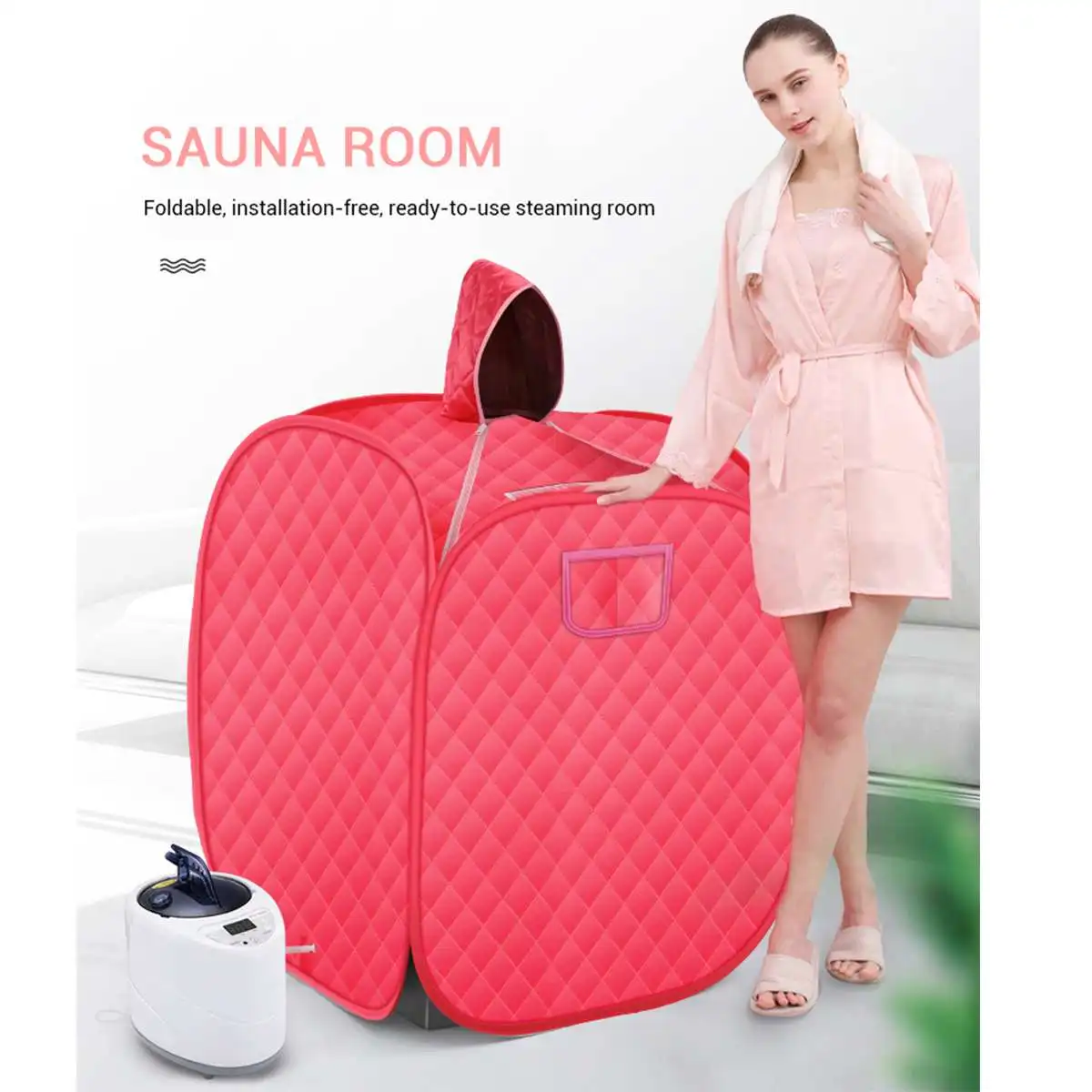 

Portable Steam Sauna Steamer With Remote Controller Slimming Household Sauna Box Ease Insomnia Beneficial Full Body Healthy 2L