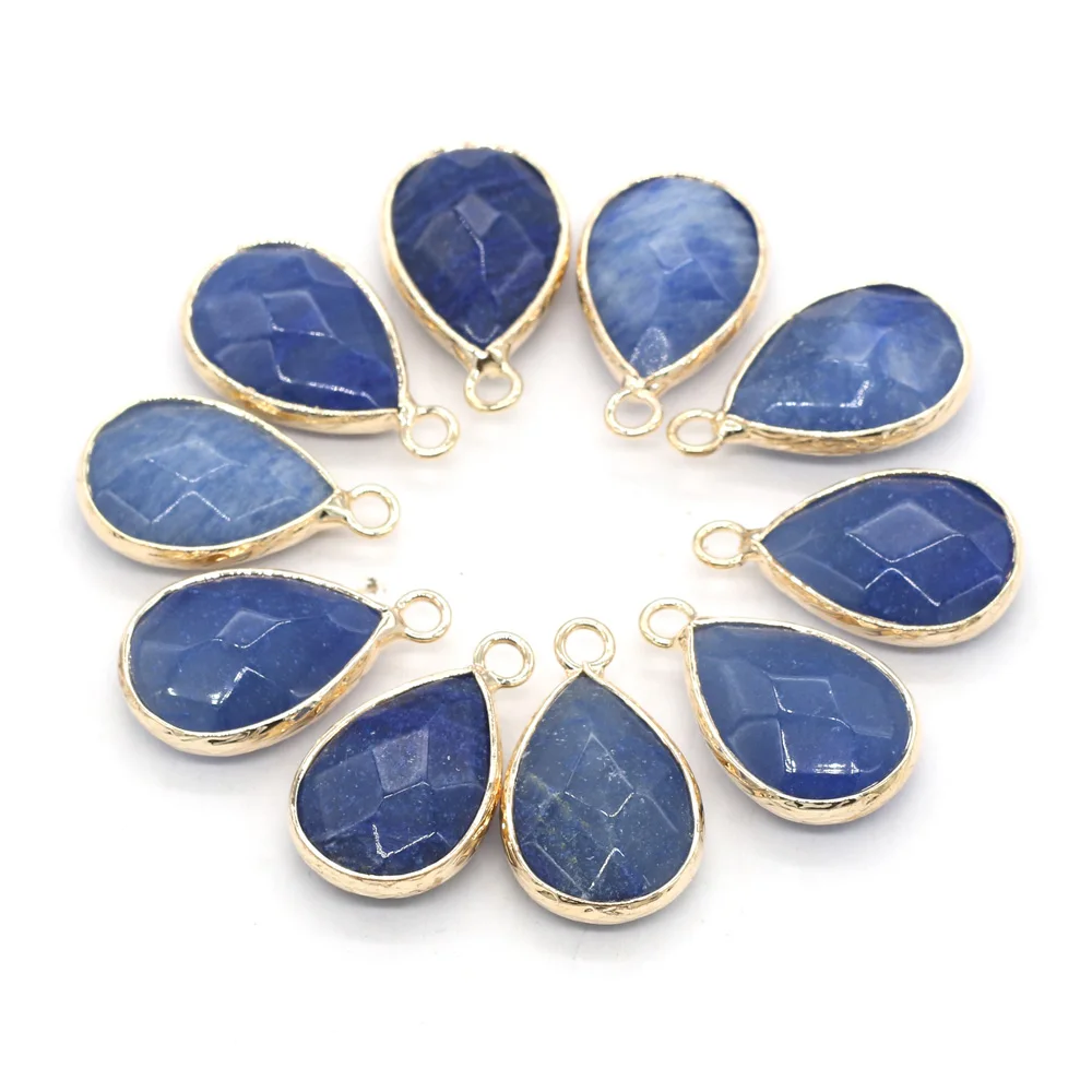 

Natural Stone Gem Blue Aventurine Drop Faceted Pendant DIY Necklace Bracelet Earring Jewelry Accessories Exquisite Gift Making