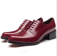 british style simple solid color mens square head leather shoes 2020 fashion business banquet lace up leather shoes