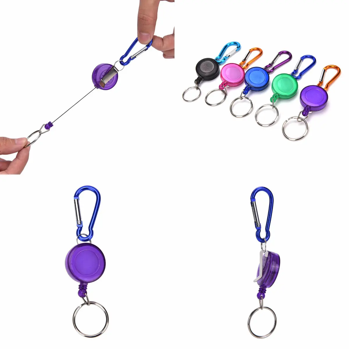 

1pc New Mulitifunction Multicolor Convenient Badge Spreader Climbing Carabiner Recoil Retractable Reel Strap Belt Clip Key Chain