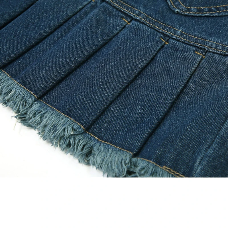 Плиссированная джинсовая юбка Y2k с высокой талией Женская Повседневная голубая