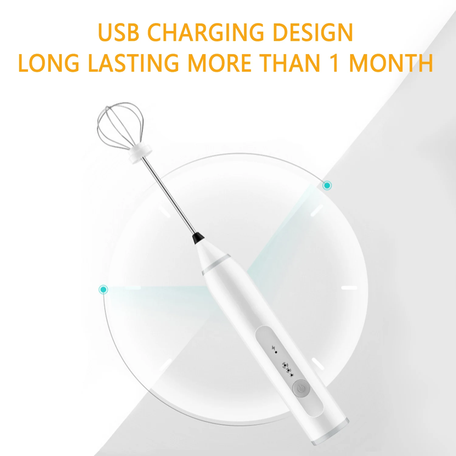 Behogar Electric Milk Frother USB Rechargeable 3 Speed Handheld Coffe Creamer Foam Maker Foamer Egg Mixer Beater for Home | Дом и сад