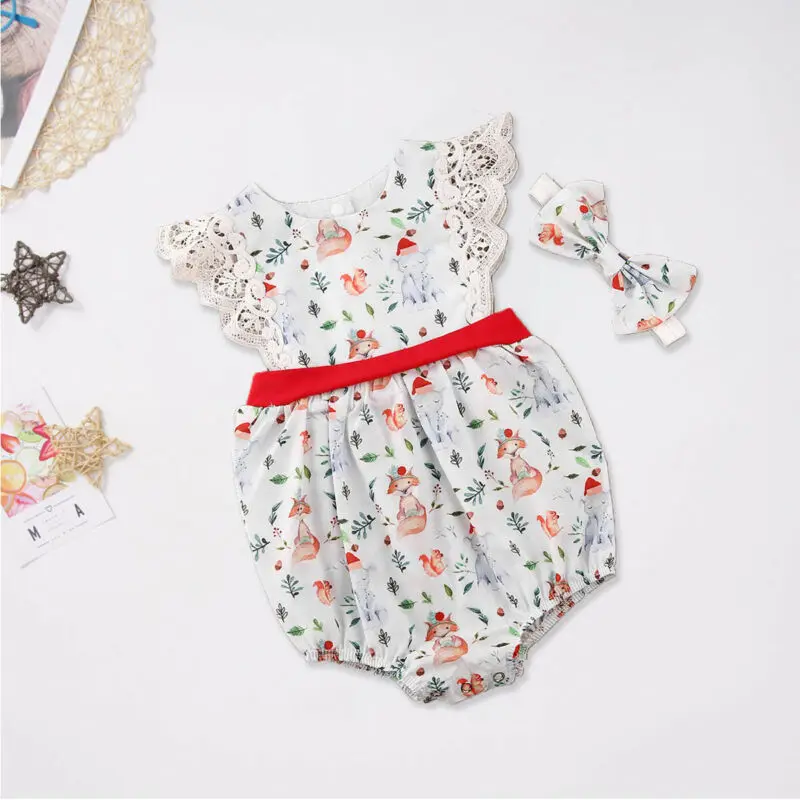 Emmaaby/Рождественская Одежда для маленьких девочек Комбинезон с животными +