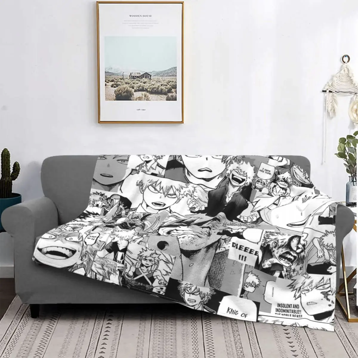 

Bakugou-Manta de коллаж Katsuki, colcha para cama, alfombra a cuadros, manta de playa Kawaii, toalla de playa de lujo