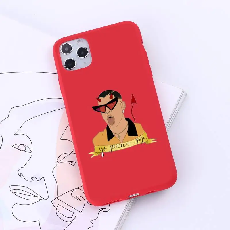 

Yo Perreo Sola Bad Bunny Maluma Phone Case Red Candy Color for iPhone 6 7 8 11 12 s mini pro X XS XR MAX Plus
