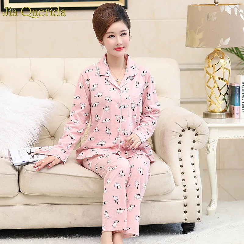 Пижама с длинным рукавом розовый милый мультфильм собака печать кардиган