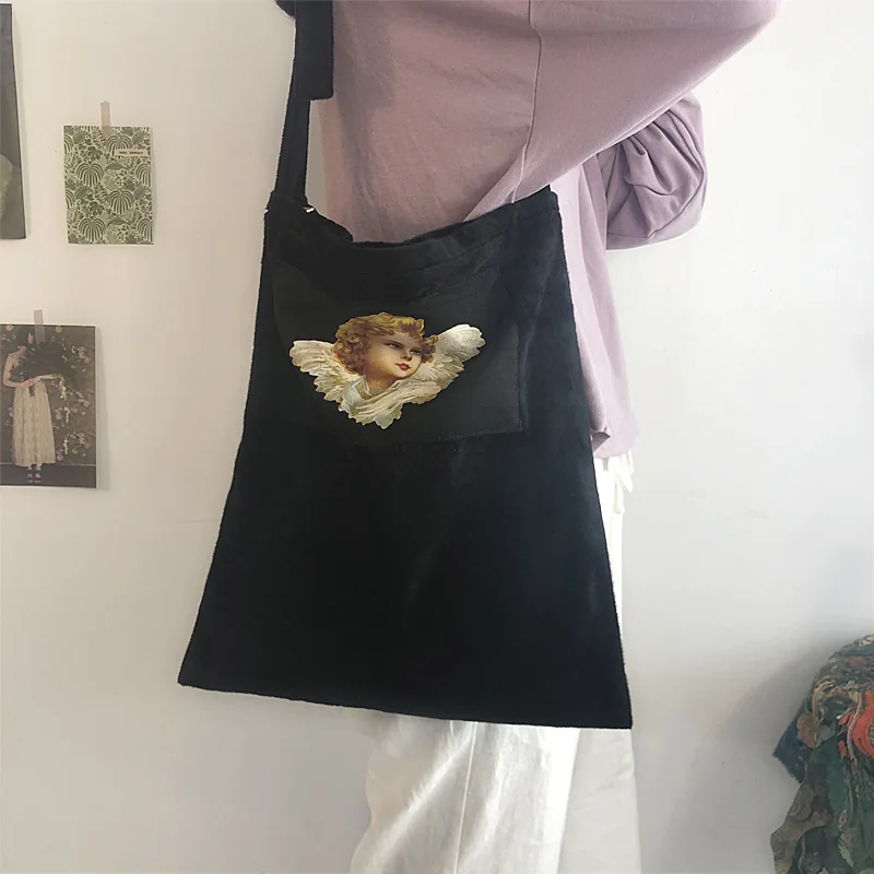 Youda новая Оригинальная бархатная сумка на плечо с принтом ангела Большая