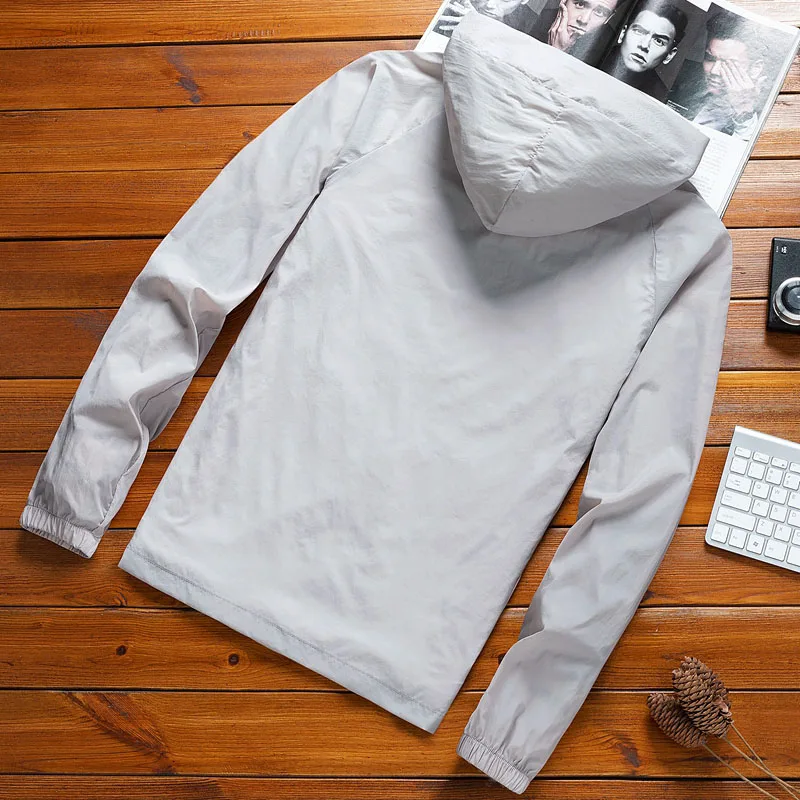 Мужская повседневная куртка на молнии летняя с защитой от солнца ультралегкий