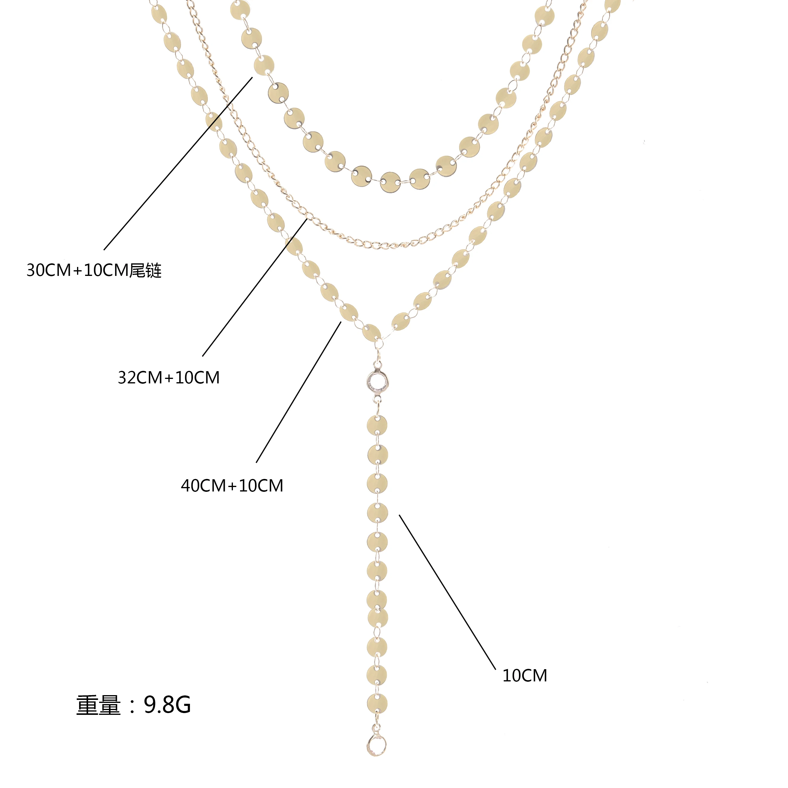 Женские кулоны с кисточками и блестками колье-чокер цепочкой многослойное