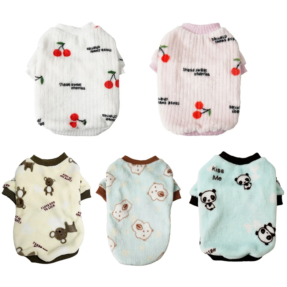 

Одежда для домашних животных, собак, милая куртка с принтом вишни, мягкий пуловер, рубашка для собак, куртка, свитер, свитер для кошек, одежда ...