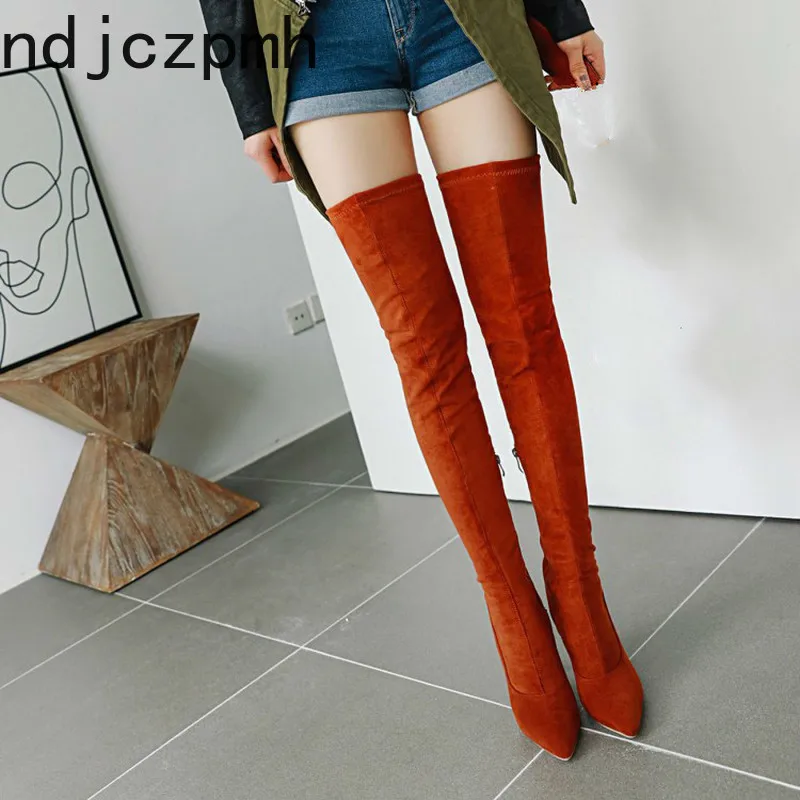 Women's Boots New Autumn And Winter fashion Pointed Sexy zipper Fine heel High Over the knee boots plus size 32-48 | Обувь