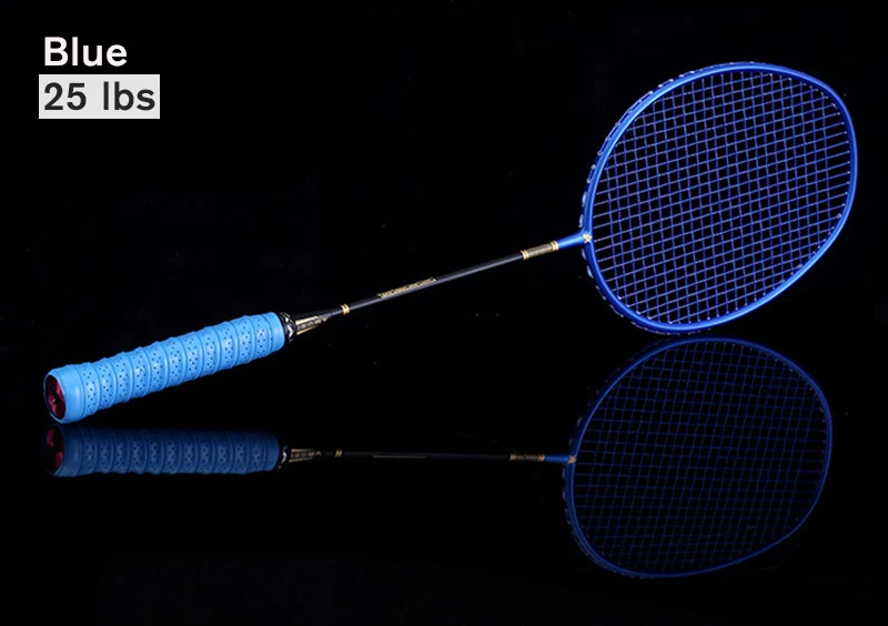 Blue 25 lbs Ультралегкая ракетка для бадминтона 4U профессиональная 25lb 30lb углеродная ракетка для бадминтона со шнуром и футляром для переноски - Цвет: Blue 25 lbs