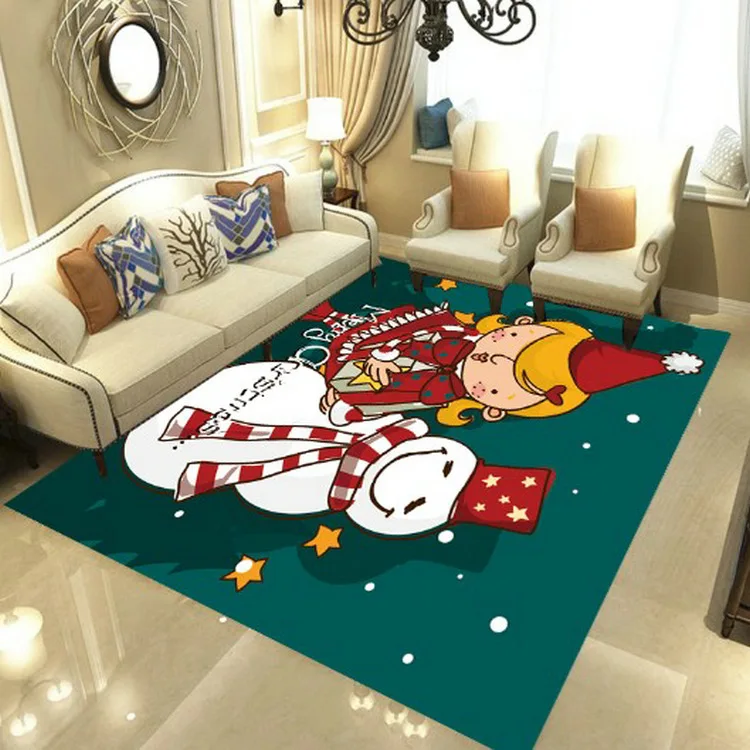 

Merry Christmas Carpets Soft Flannel 3D Printed Rugs Mat Rugs Anti-slip Large Rug Carpet Home Decoration Style-1