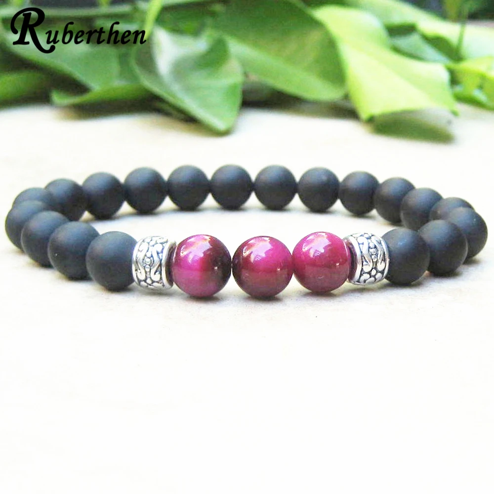Ruberthen Tiger Eye энергетический растягивающийся браслет мужской матовый черный оникс