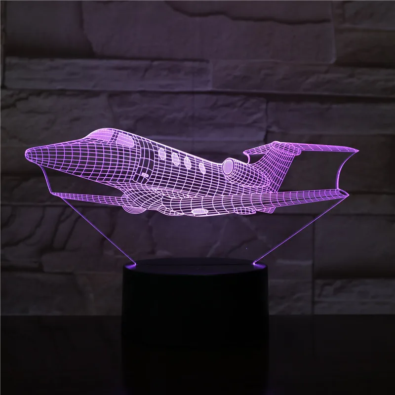 Летательный аппарат самолет 3D СВЕТОДИОДНЫЙ Ночник светильник 16 цветов меняющий