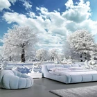 Фотообои на заказ с изображением леса, большого дерева, белого оленя, зимнего снежного пейзажа, 3D Самоклеящиеся обои для гостиной, спальни