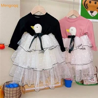 new lace tulle cake girls autumn dress lace long sleeve gown princess dress dresses for girls evening dress kids clothing 3 8y