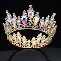 multicolour crystal wedding crown royal queen king bridal tiaras and crowns pageant headdress bride hair jewelry accessories