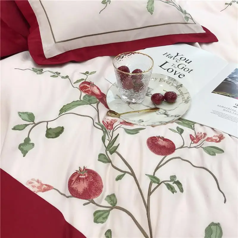 Новый роскошный красный американский Пастырское с вышивкой и цветочным принтом