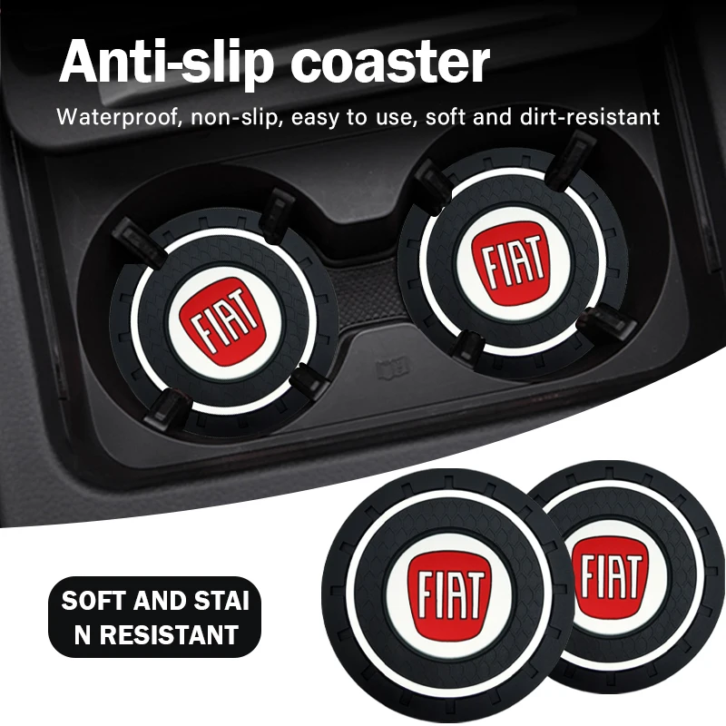 

1/2PCS Car Coaster Water Cup Anti-Slip Pad Bottle Holder Mat For Fiat 500 Punto Stilo Ducato Palio Bravo Doblo Panda Bravo Line