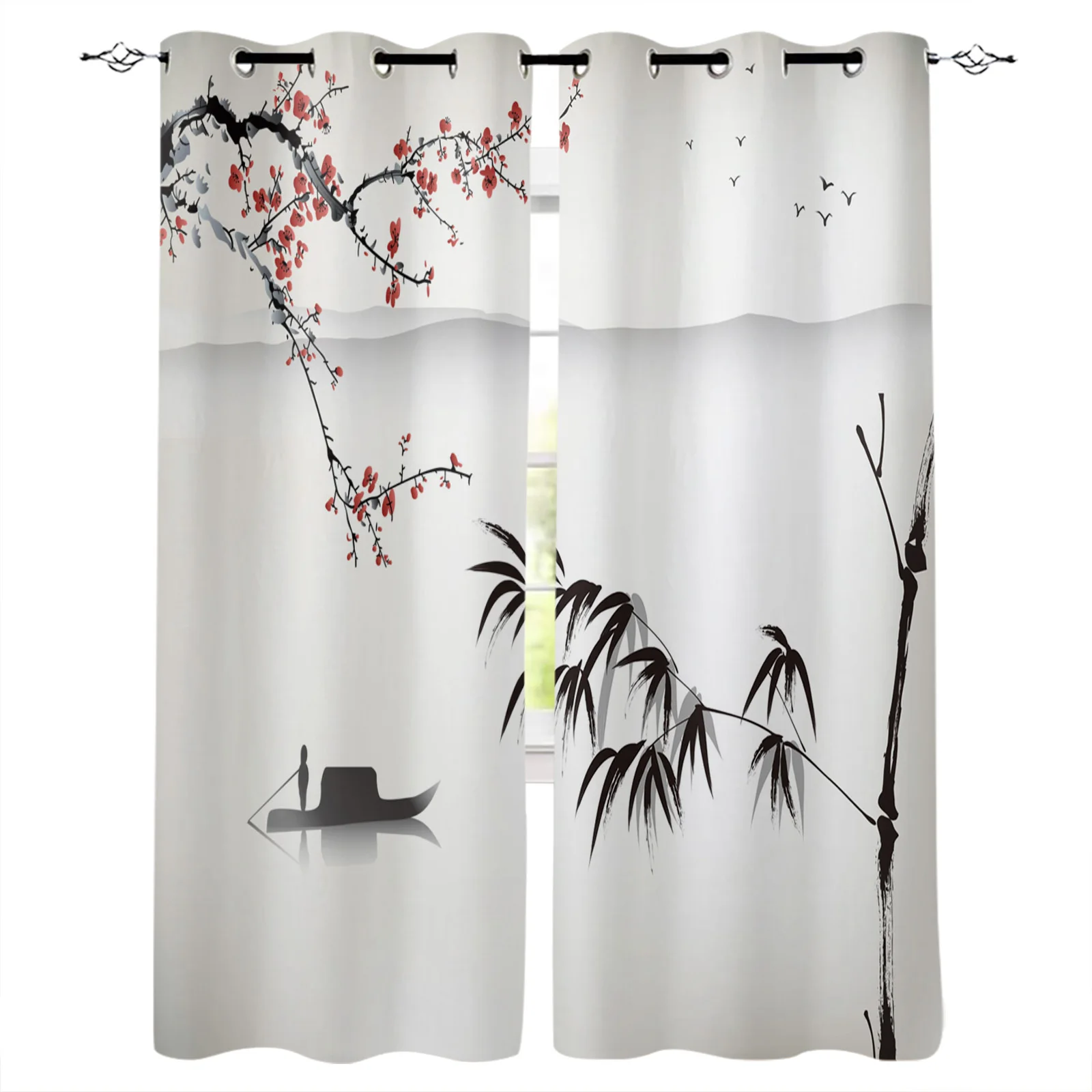 Китайская живопись искусство ландшафт бамбуковые листья окна шторы для гостиной