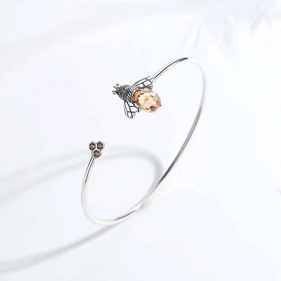 Женские браслеты с Пчелой и сотами TONGZHE из стерлингового серебра 925 пробы милым