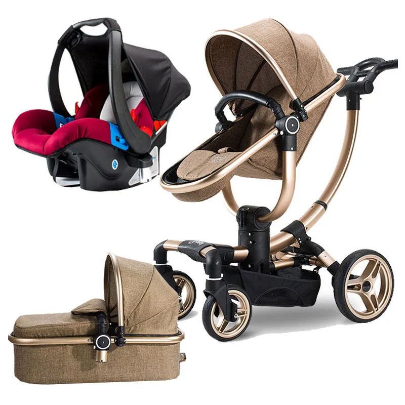 

V-baby High View Newborn Baby Portable Light Folding Four Wheels Stroller with Car Seat Sleeping Basket Cradle Pushchair Pram