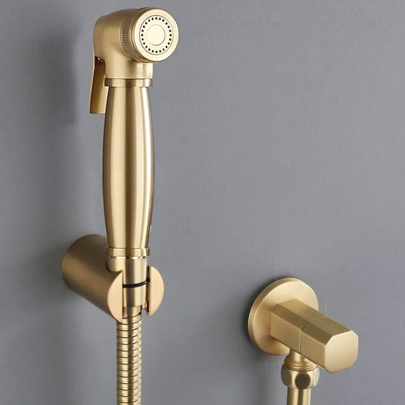 

Brushed Gold Soild Brass Toilet Bidet Sprayer Set Hygienic Shower Handheld Toilet Brass Pressurized Spray Gun Shower Bidet Set