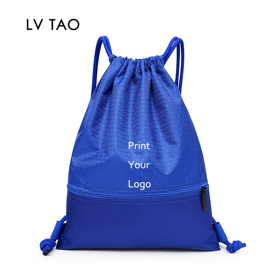 

Двойная прочная сумка на шнурке с передними карманами на молнии изготовленный на заказ водонепроницаемый спортивный рюкзак для спортзала ...