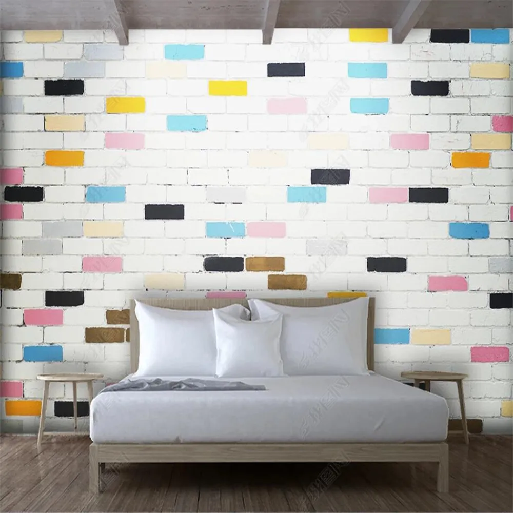 

Milofi custom 3D wallpaper mural color brick pastoral texture living room bedroom background wall decoration painting wallpaper