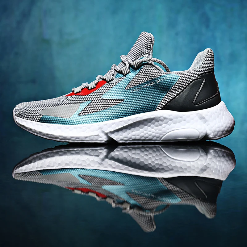 

New Arrival Running Shoes Man Breathable Running Men Shoes Weaving Sports Men Sneakers Autumn Gray Mens Jogging Shoes Size 39-46