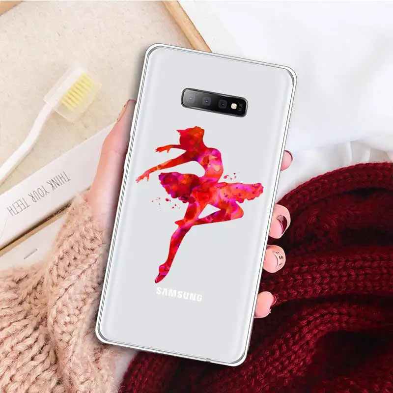 

Cute cartoon art colorful ballerina Phone Case Transparent For Samsung Galaxy A 71 21s S note 8 9 10 plus 20 ultra