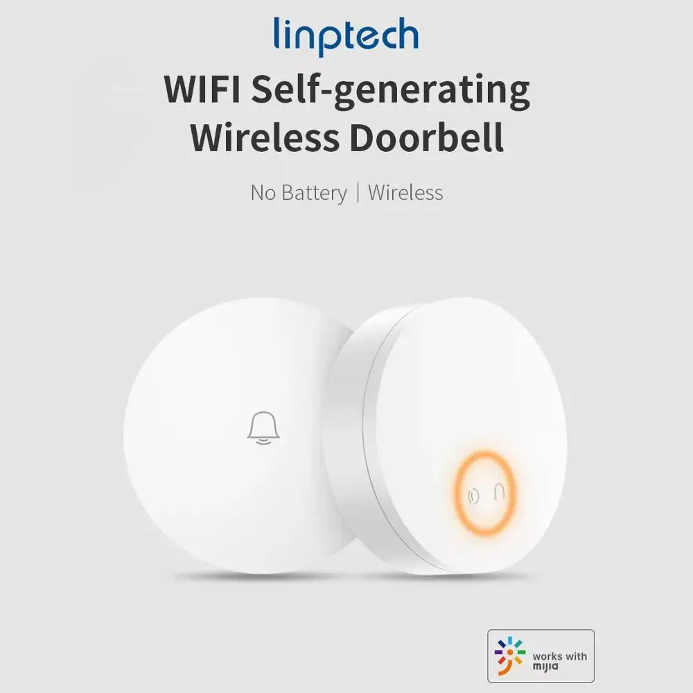 Беспроводной дверной звонок Mijia Linptech самообеспечивающийся энергией с Wi-Fi
