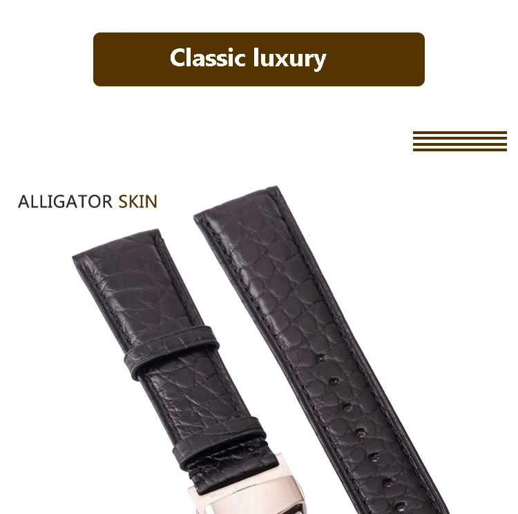 

Fashion Tourbillon Watch Crocodile Strap 19mm 22mm Alligator Watch Strap in Genuine Leather With Butterfly Buckle