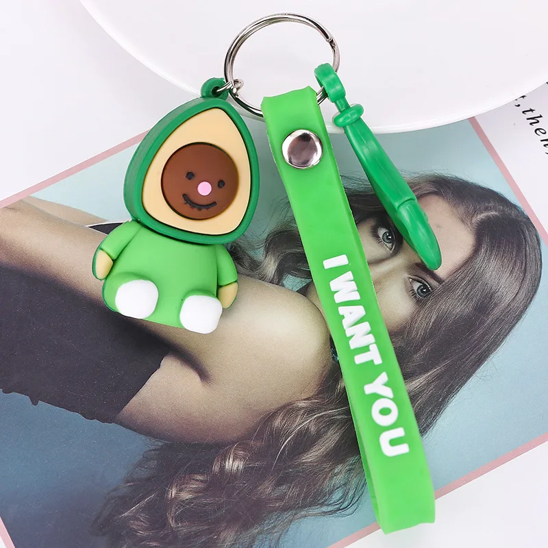 

New Fashion Cartoon Avocado Key Chain Cute Doll Key Ring Gift Charm Women Girls Bag Car Pendant Gifts For Children Students New