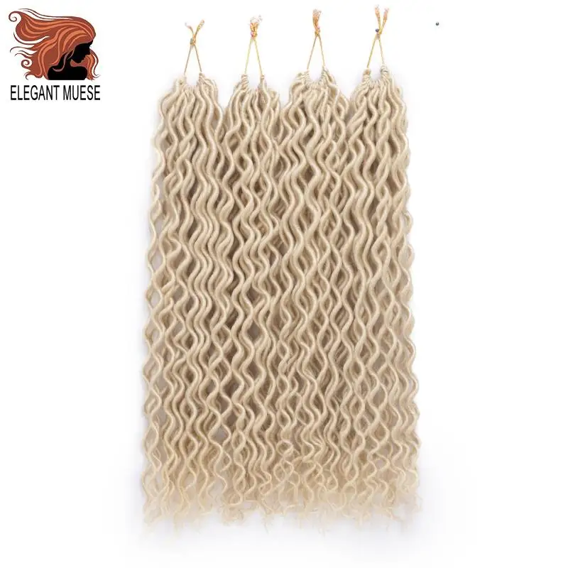 Элегантный Муз Faux locs Curly накладные волосы на крючке, затененные, волосы синтетический эффектом деграде(переход от темного к каштановые волосы для наращивания 18 дюймов 24 подставки для плетения волос