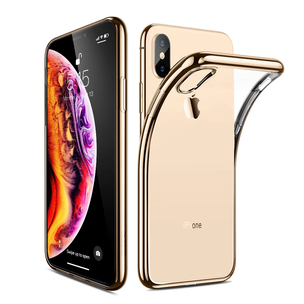Gold ESR чехол для iPhone XS XR XS Max прозрачный чехол Бампер прозрачный мягкий TPU чехол ультра тонкий чехол противоударный чехол для iPhone - Цвет: Gold