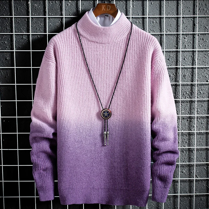 

Cashmere turtleneck men Thicken sweater clothes winter jersey hombre pull homme hiver pullover men high-neck Gradient sweaters