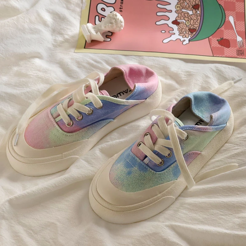 

Женские парусиновые туфли 2021, цветные парусиновые туфли на шнуровке, повседневная весенняя обувь, женская обувь для бега на толстой подошве