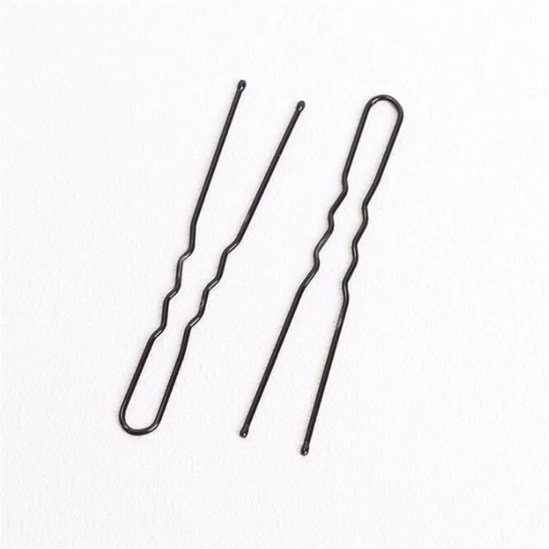 

50pcs 6CM Hair Waved U-shaped Bobby Pin Barrette Salon Grip Clip Hairpins Black Metal Hair Accessories For Bun