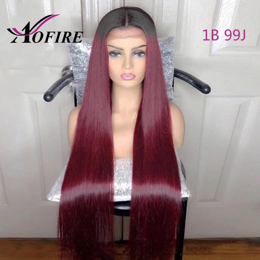 99J Бургундский Омбре красный цвет Предварительно выщипывающийся 13x6 кружевные