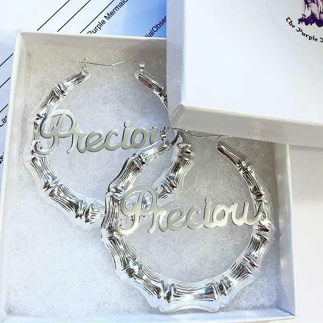 3 метра серьги в форме сердца бамбука хип-хоп циркониевые буквы для женщин