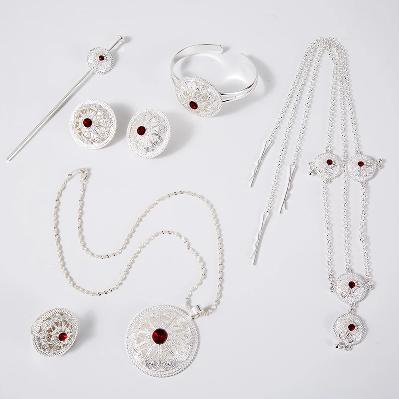 Африканский Свадебный Ювелирный Комплект из серебристого эфира комплекты